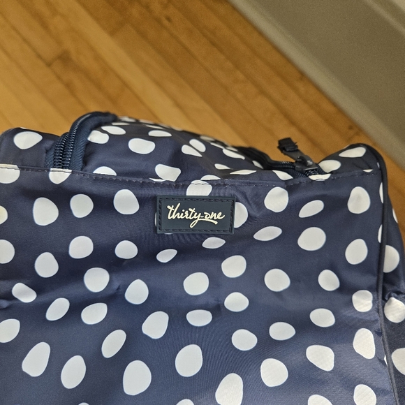 Thirty One Pack & Pour Insulated Picnic Bag Navy/White Polka Dots - Picture 3 of 7